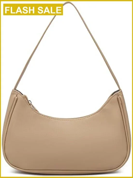 Vegan Leather Hobo Sling Tote Handbag Clutch Purse with Zipper Closure