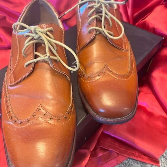 ZRIANG men's dress‎ shoes tan Chas Cap Toe Oxford shoes Size 10.5