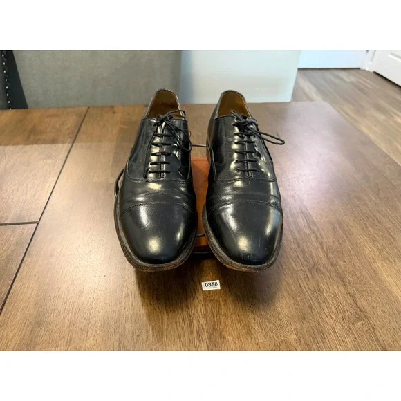 Johnston & Murphy Mens 12 B Black Leather Cap Toe Oxford‎ Dress Shoes 22-02981