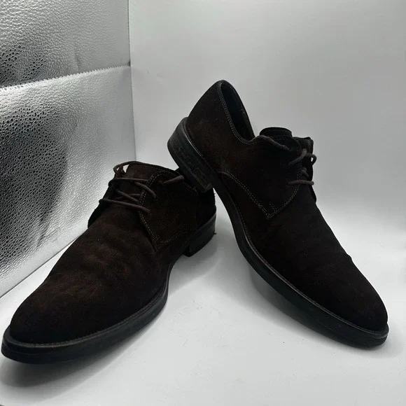 FACONNABLE Andrea Oxfords Made in Italy Shoes Brown Suede Men's US 9.5 42.5 EU