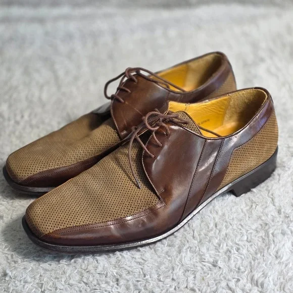 VTG Mezlan Puglia Two Tone Leather Suede Oxford Derby‎ Dress Shoes Men Size 9
