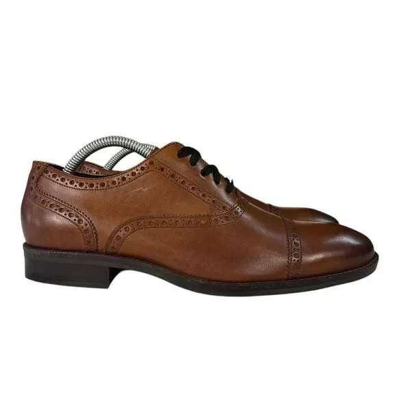 Cole Haan Ross Dustin‎ Cap Brown Leather Wingtip Oxford Shoes Mens Size 8.5