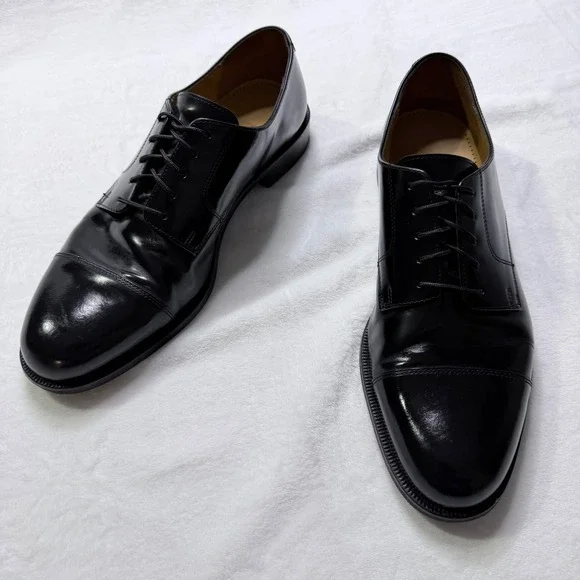 Cole‎ Haan Cap Toe Oxford Dress Shoes Black Polished Leather Lace Up Mens 11.5