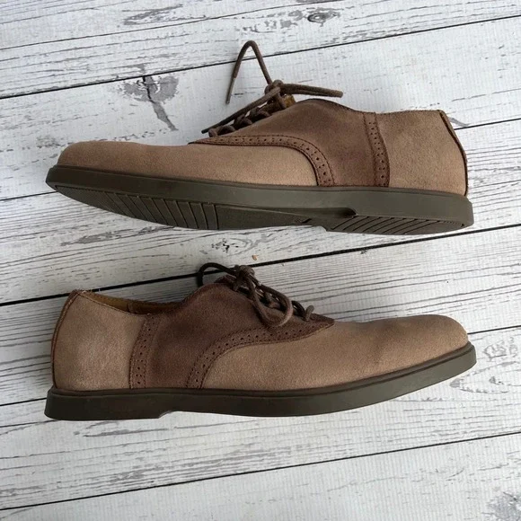 Polo Ralph Lauren Vintage Saddle Brown Leather‎ Suede Oxford Shoes Mens 8D