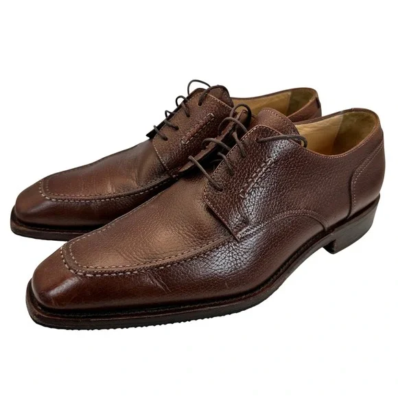 Romano Martegani Apron Toe Derbies Mens 8 Brown Leather‎ Italian Luxury Classic