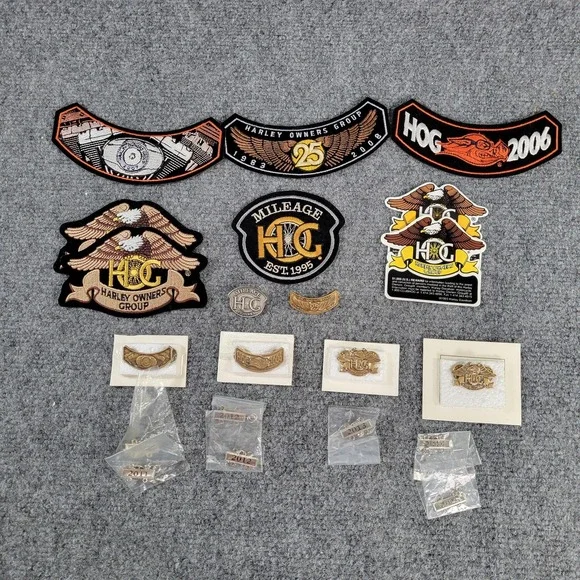 Harley Davidson HOG Owners Group Embroidered Patch‎ Pin Lot Mileage 1993-2014