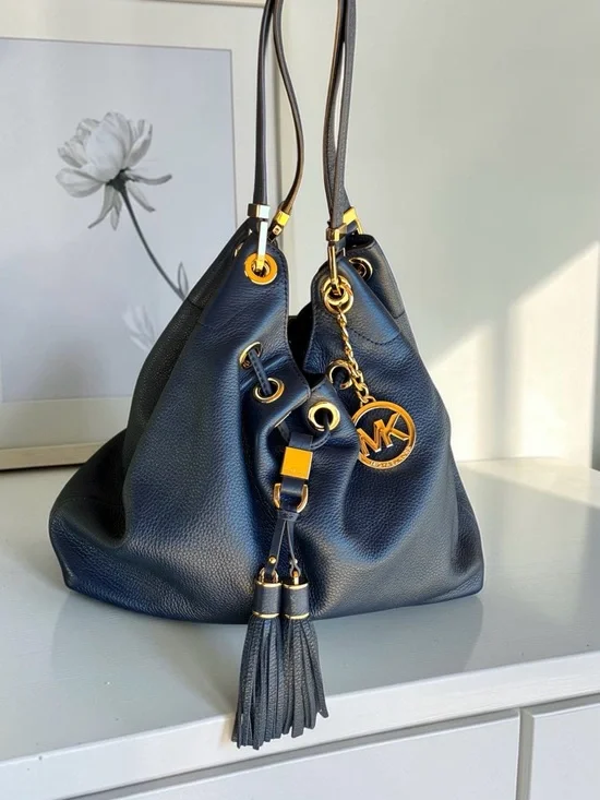 Michael Kors  Pebbled Leather Hobo with Gold Hardware and Tassel
