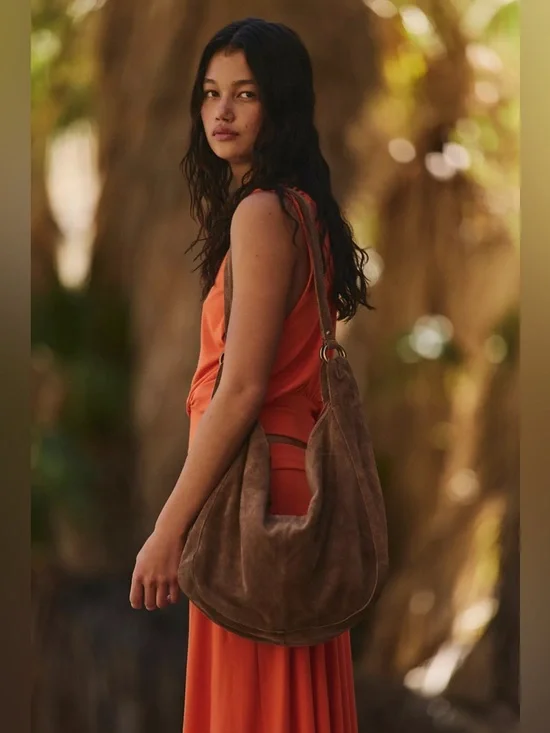 Free People Roma Suede Tote In Coconut Shell