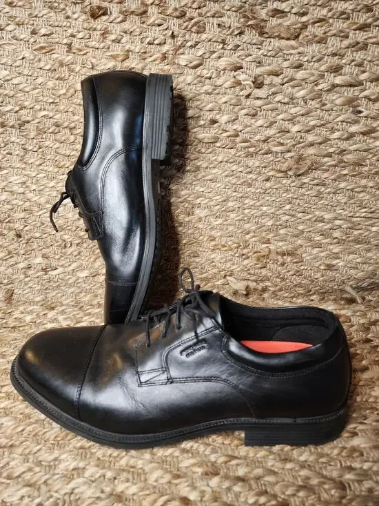 Rockport Men's Charles Road Cap Toe Oxford Black Leather Dress Shoes Size 13