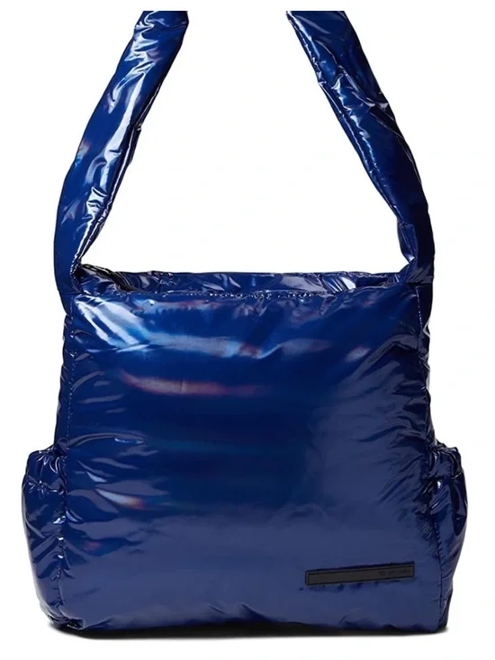 “NEW WITH TAGS” Tahari Bardot Metallic Navy Blue Quilted Puffer Hobo Bag (13x12)