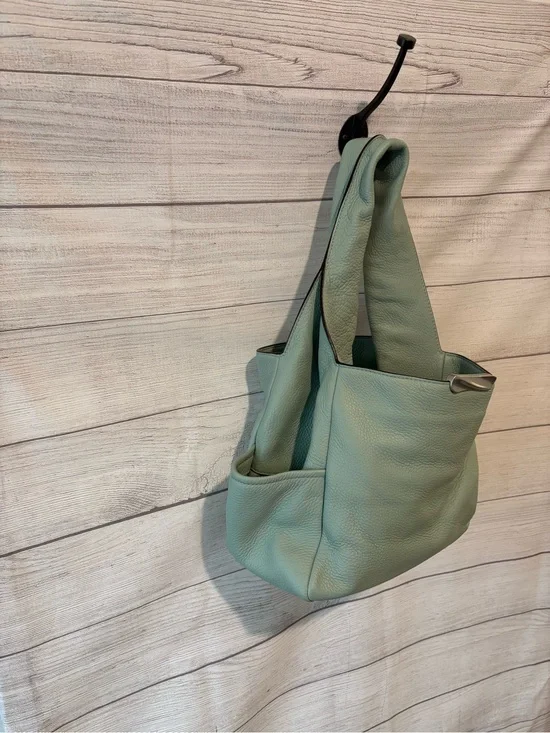 Donna Karan Mint Green Pebbled Leather Hobo Bag