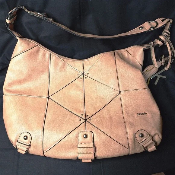 Vintage Large 12x16 Kensie peach/pink Hobo shoulder handbag‎ pockets Zippered