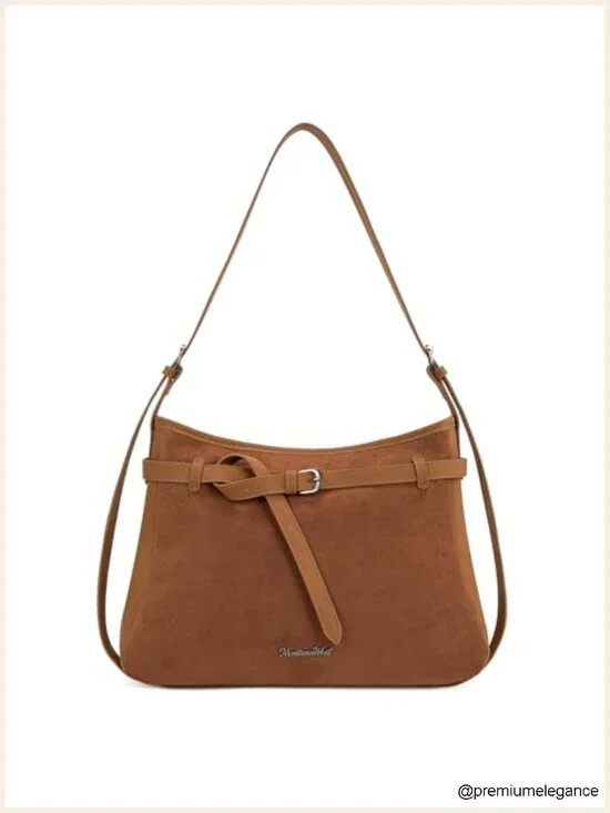 Soft Slouchy Hobo Tote Bag with Adjustable Strap, Faux Suede Handbag for Daily