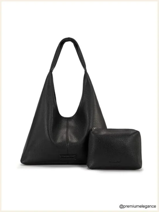 Slouchy Soft Hobo Bag Shoulder Handbag Tote with Pouch Faux Leather