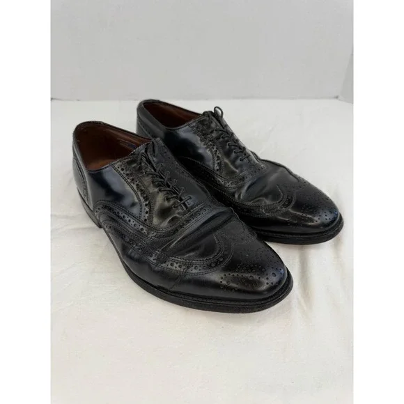 Vintage Allen Edmonds‎ Lloyd Black Leather Wingtip Oxford Dress Shoes Mens 8.5
