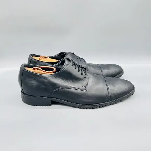 Cole Haan Shoes Mens 10.5 Black Leather Vtg Air Cap Toe Derby Oxford Dress