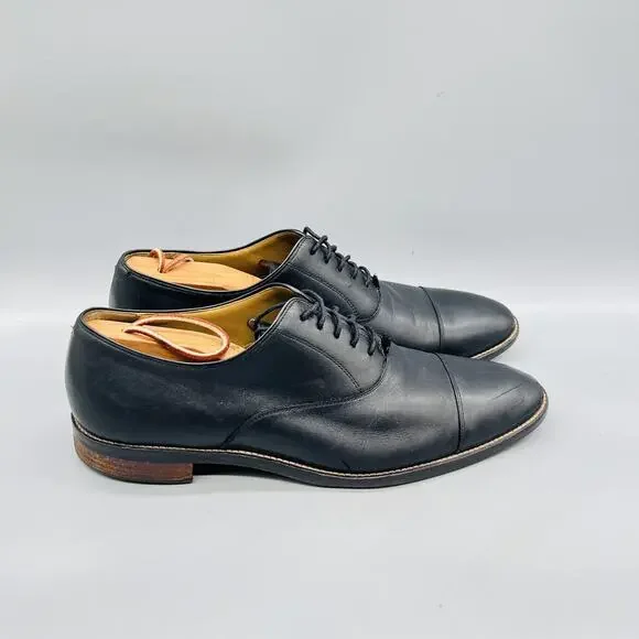 Cole Haan Shoes Mens 10 Black Leather Cap Toe Oxford Dress Rubber Sole Classic