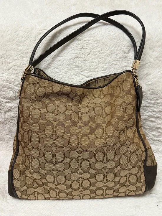 Coach Phoebe Shoulder Bag Tan/Brown Signature Canvas