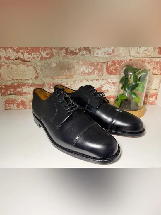 Cole Haan Black Leather Cap-Toe Derby Shoes