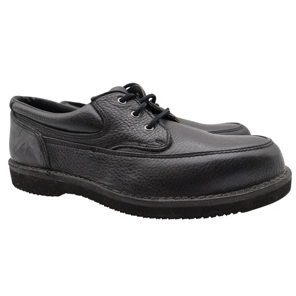 Rucks Work Shoes Mens 10 Black Leather Vintage Steel Toe Oxford W4570 NOS
