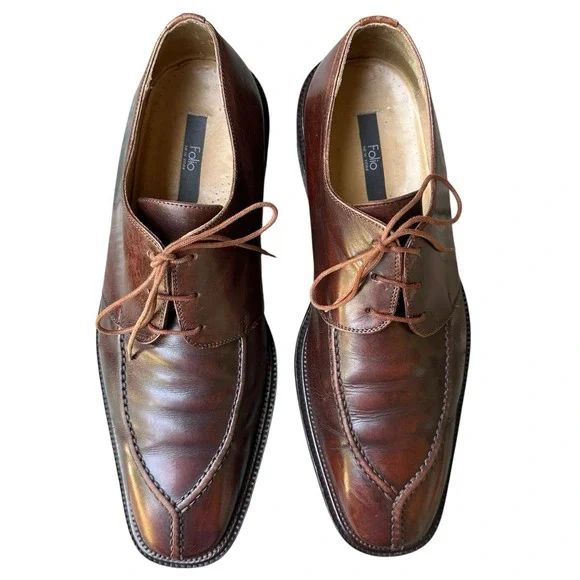 FOLIO New York Oxfords Dress‎ Shoes Men's Size 11M Brown Leather Split Toe Laces