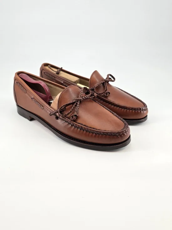 Allen Edmonds Colebrook Chestnut Brown Braided Tie Moccasin 10 B