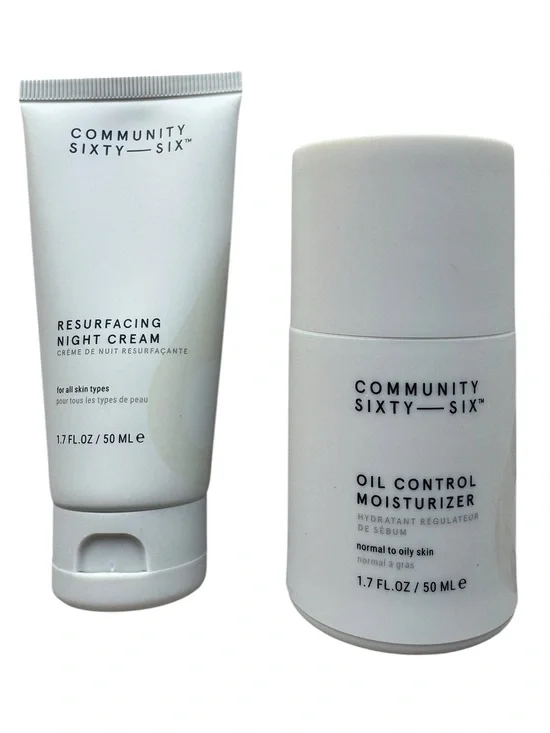 Community Sixty-Six Resurfacing Night Cream & Oil Control Moisturizer Bundle NIB