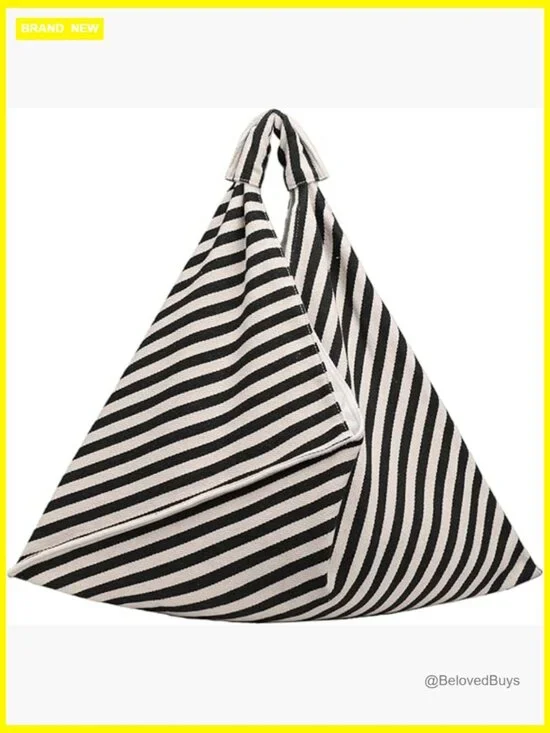 Large Canvas Hobo Tote Bag Slouchy Shoulder Work Bag Striped