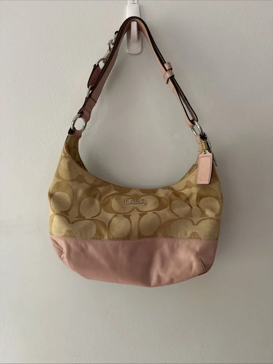 Vintage Y2K 2000s Coach Tan & Pink Soho Shoulder Bag