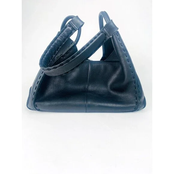 The Sak Los Feliz Black Leather Hobo Shoulder Bag Whipstitch Handbag Slouchy
