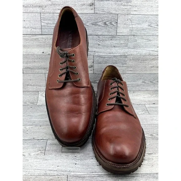 HS Trask Mens Brown Leather Lug Sole Derby Shoes 30-0102‎ Size 11M