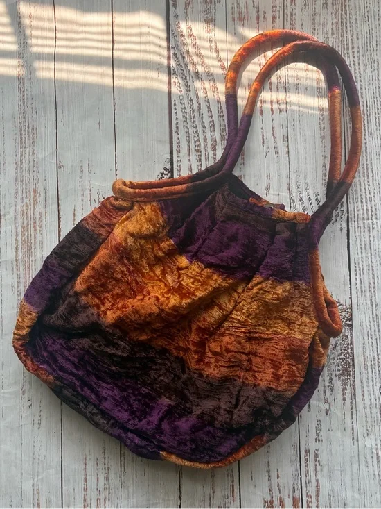 Velvet Multi-Color Womens Tote Bag - Purple & Orange Boho Hobo