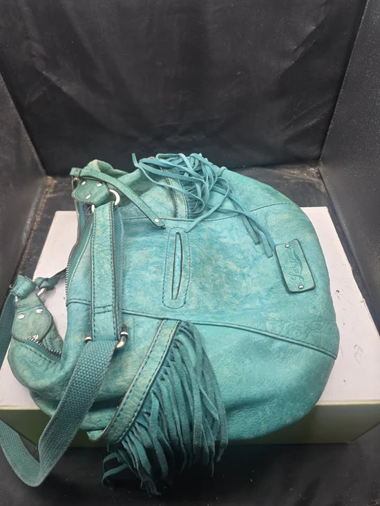Lucky Brand Teal Fringe Hobo Shoulder Bag