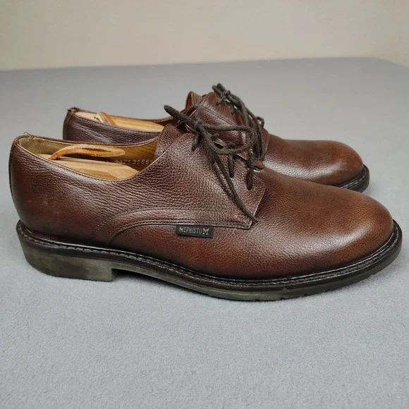 Mephisto Marlon Oxford Shoes Men 10 Pebble Chestnut Leather Goodyear Welt Derby