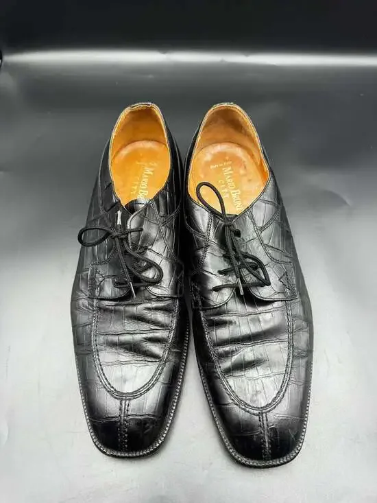 Mario Bruni City Black Crocodile Embossed Leather Oxford Shoes Size 11.5