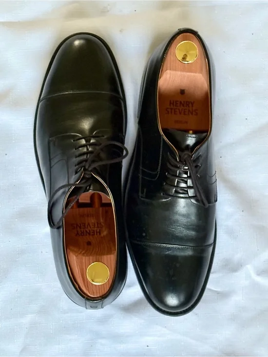 Henry Stevens/Shoepassion Black Cap-Toe Derby - Size Men’s US9 - Goodyear Welt