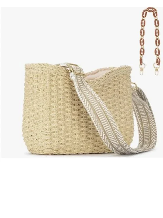 Small Straw Woven Crossbody Bag