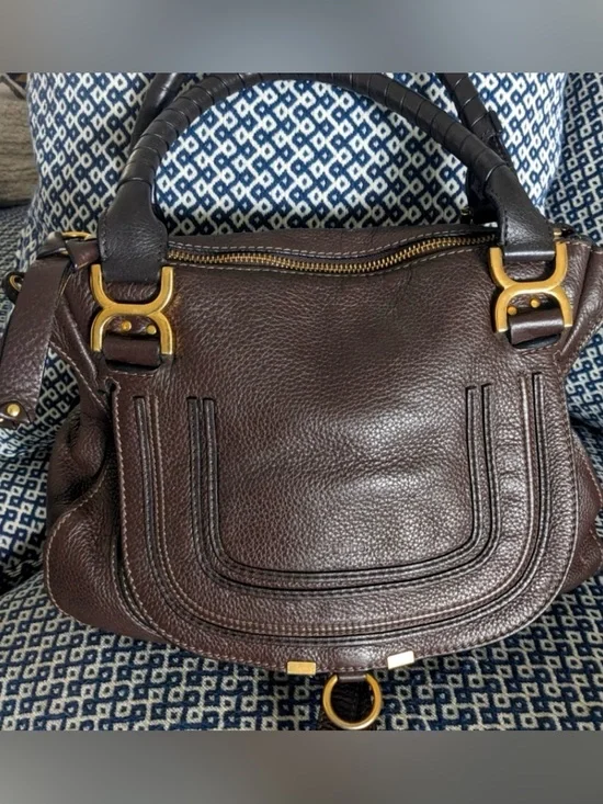 Authentic Chloe Marcie Leather Handbag - Chocolate Brown