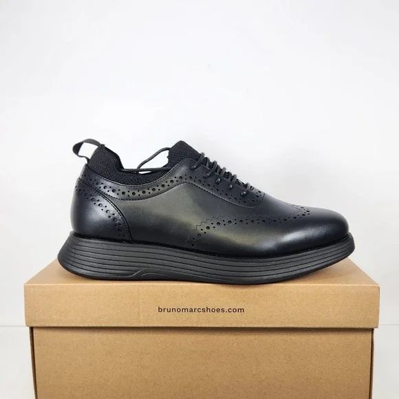 Bruno Marc Oxford Sneakers Mens Size 10 All Black Wingtip Brogue Hybrid Shoes
