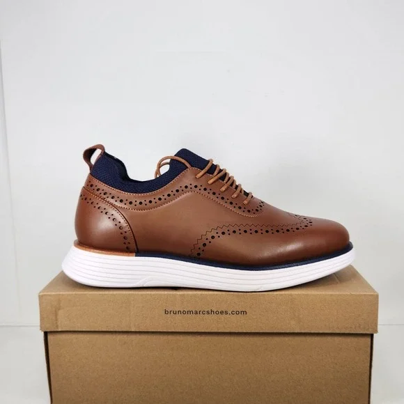 Bruno Marc Oxford Sneakers Mens Size 8.5 Brown Wingtip Brogue Casual Dress Shoes