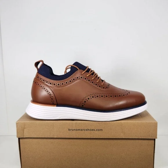Bruno Marc Oxford Sneakers Mens Size 9 Brown Wingtip Brogue Casual Dress Shoes