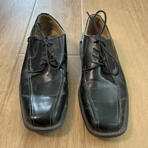 Bass Men's Derby Square Toe Black Leather Dress Shoes Size 9