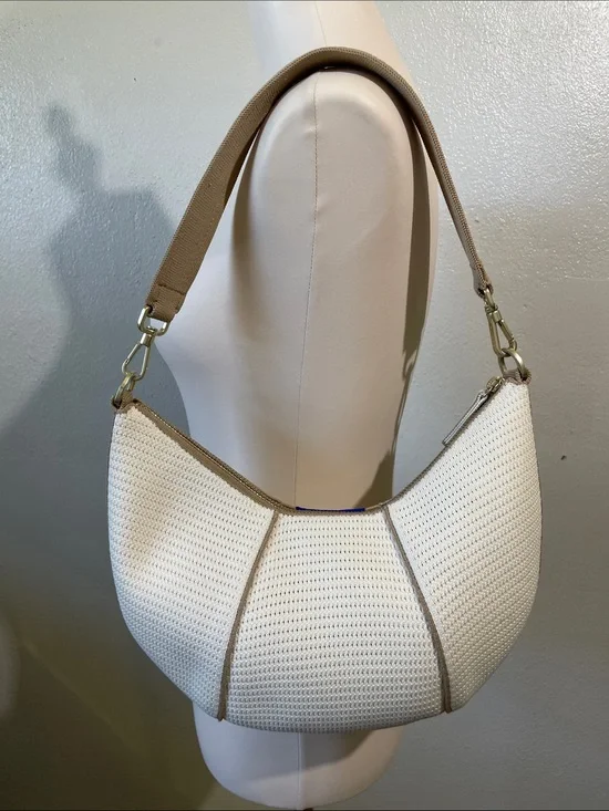 Coastal Quiet Luxury Woven Hobo Shoulder Bag Cream Tan Rothy’s The Crescent Bag