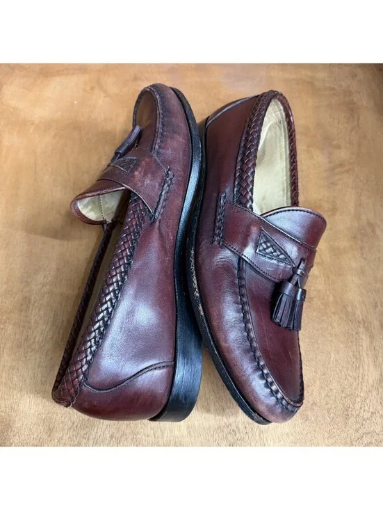 Allen Edmonds Maxfield Tassel Loafer Mens 11D Burgundy Leather Slip On Shoes USA