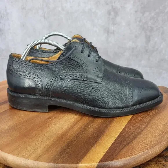 Johnston & Murphy‎ Celina Oxford Shoes Mens 8.5 Black Leather Cap Toe Dress Shoe