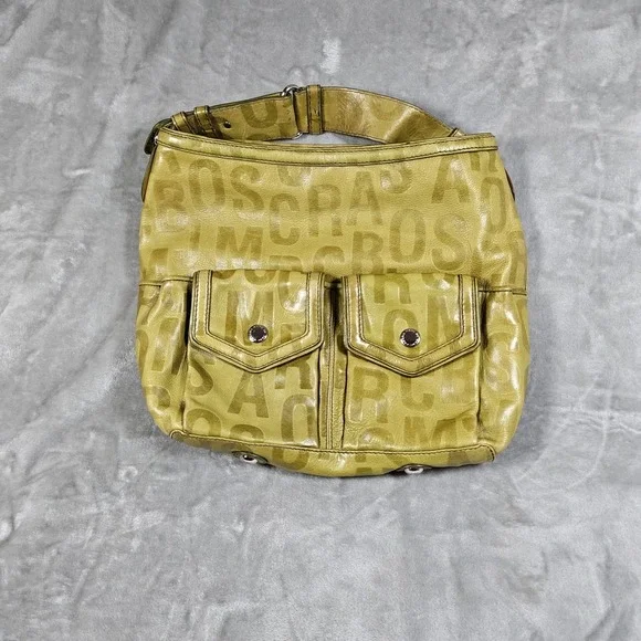 Marc by Marc Jacobs Hobo Bag Womens Large Green Leather Monogram Y2K Shoulder