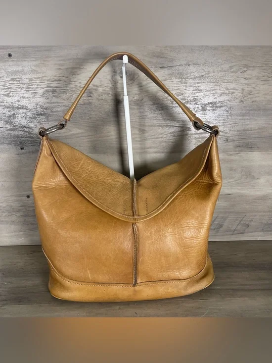 Frye Cara Tan Brown Leather Hobo Bag Purse Flap Magnet Western Rodeo Cowgirl