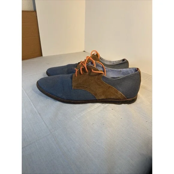 Ben Sherman Men's Oxford Shoes Size 11 Blue Brown Leather Denim Dress Casual