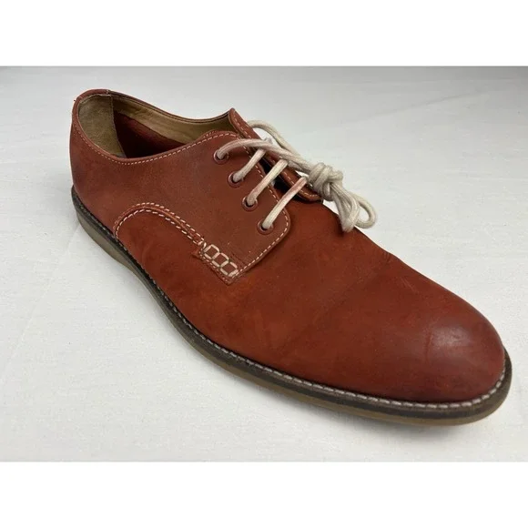 Clarks  Salmon Red Leather Oxford Lace Up Dress Shoes Mens 10.5M Preppy