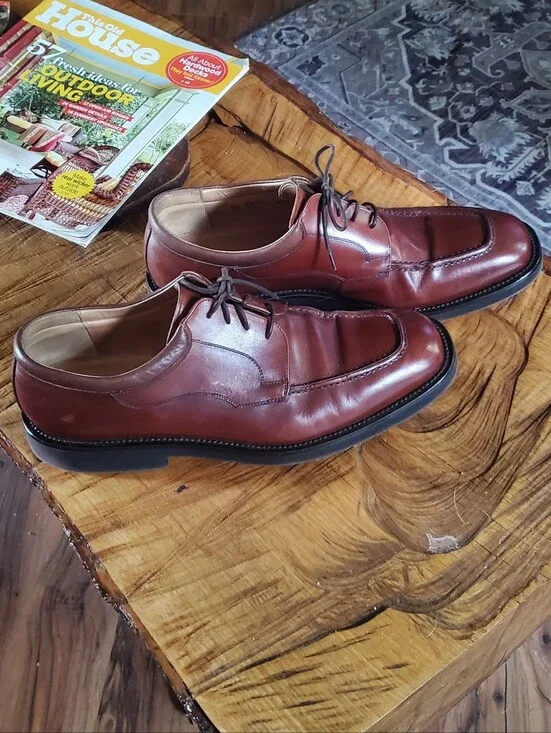 Johnston & Murphy Men's Chestnut Brown Leather Lace-Up Oxfords